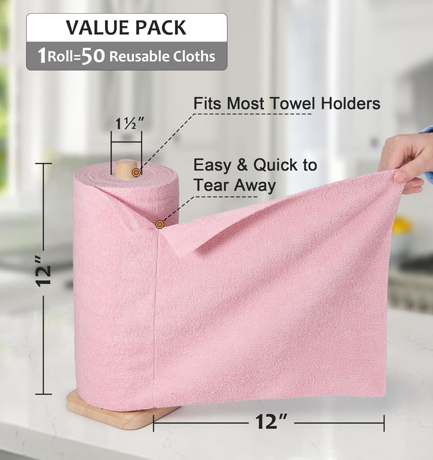 Set 30 lavete reutilizabile multifunctionale 25x25 cm cu suport