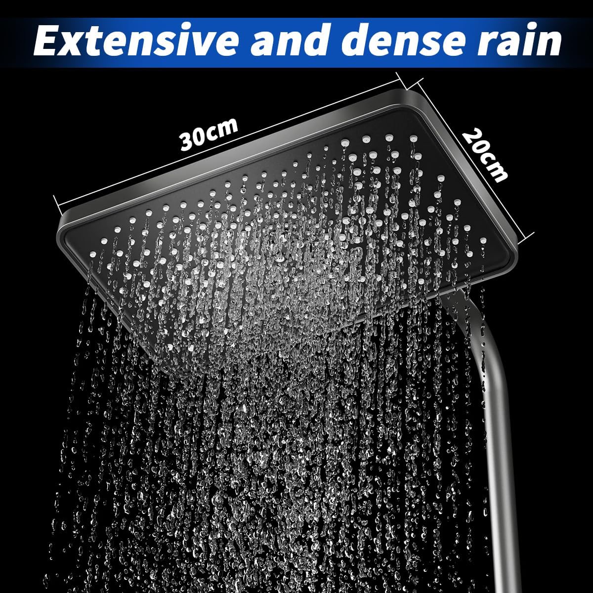 Set Coloana Dus Premium, Alama Cupru, 4 Functii, Butoane Piano, Gri Grafit, Tip Ploaie