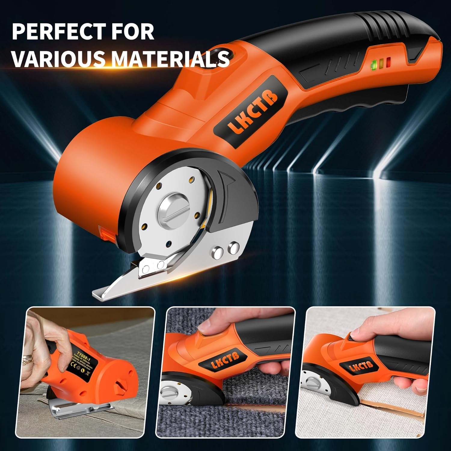 Foarfeca Electrica pentru Cartoane, Textile si Piele, cu LED, Lama Otel si Baterie Reincarcabila 2300mAh