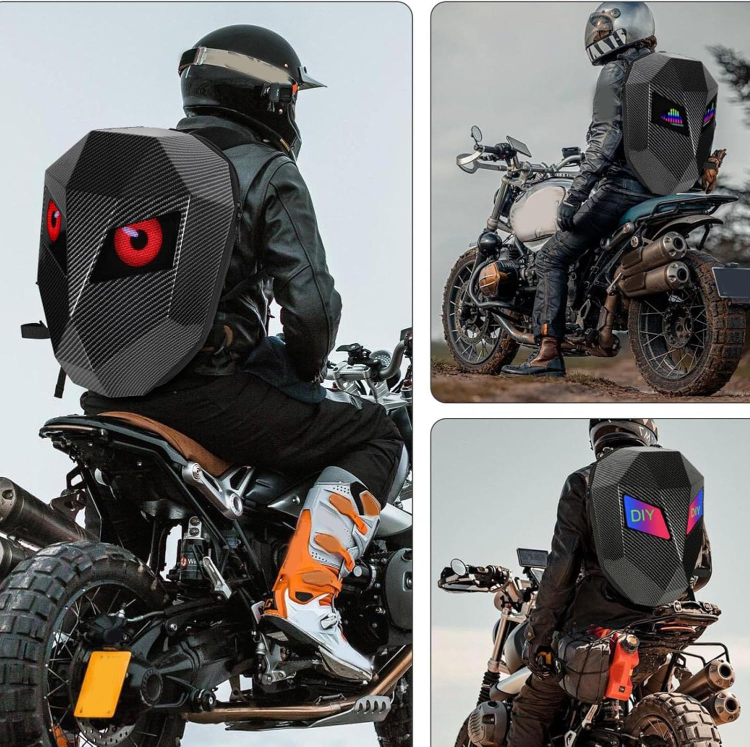 Rucsac moto Led, impermeabil, compartiment laptop 15.6, extensie pentru casca