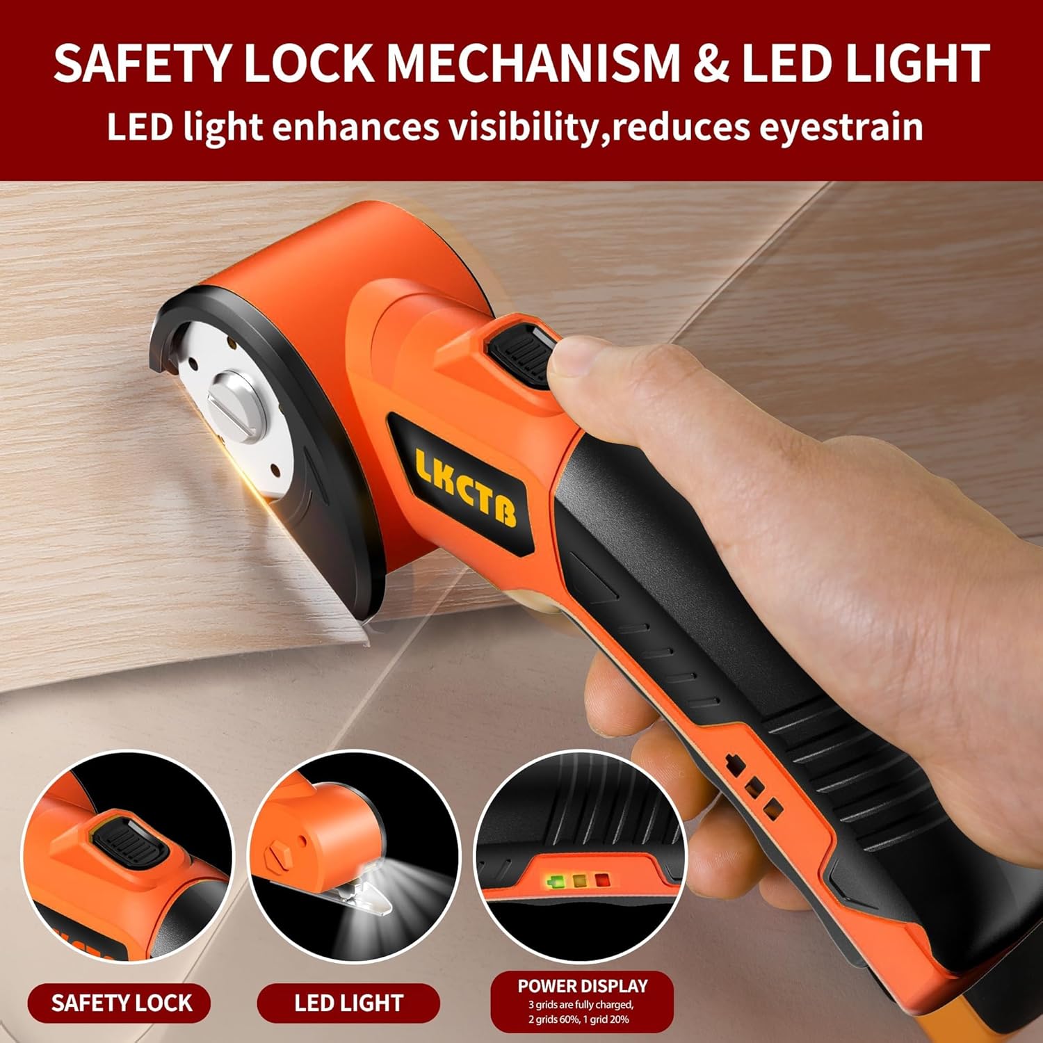 Foarfeca Electrica pentru Cartoane, Textile si Piele, cu LED, Lama Otel si Baterie Reincarcabila 2300mAh