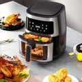 Friteuza cu aer cald, Air Fryer 10L, 2400 W, afisaj digital LCD color, Touch control, otel inoxidabil
