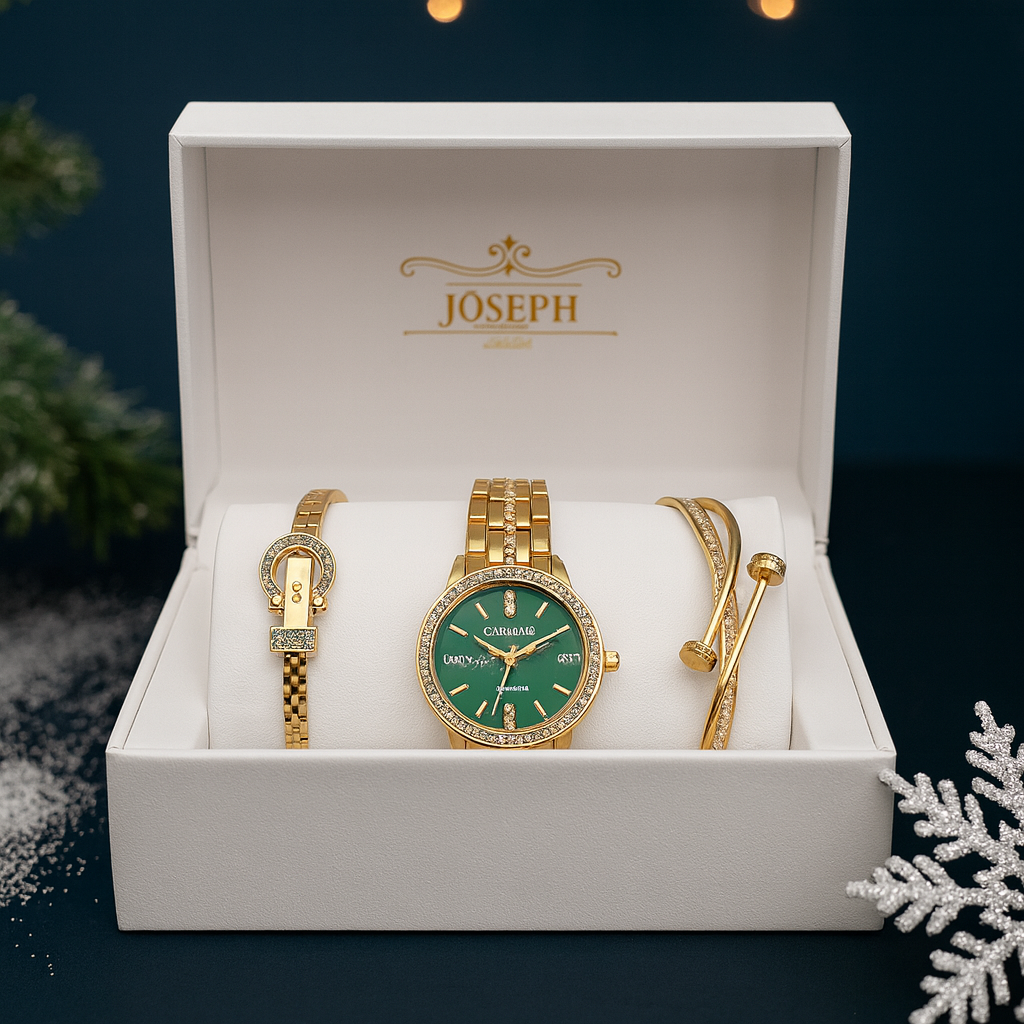 Set Ceas Elegant Dama cu Bratari Decorate cu Cristale