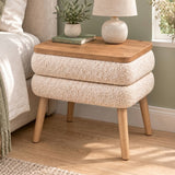 NOYA Noptiera Tapitata Crem 50x45x45cm Design Scandinav Picioare Conice - imagine principala