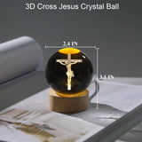 Figurina Cristal Gravat cu Suport Lemn si Lumina Colorata 12x12cm - detaliu produs