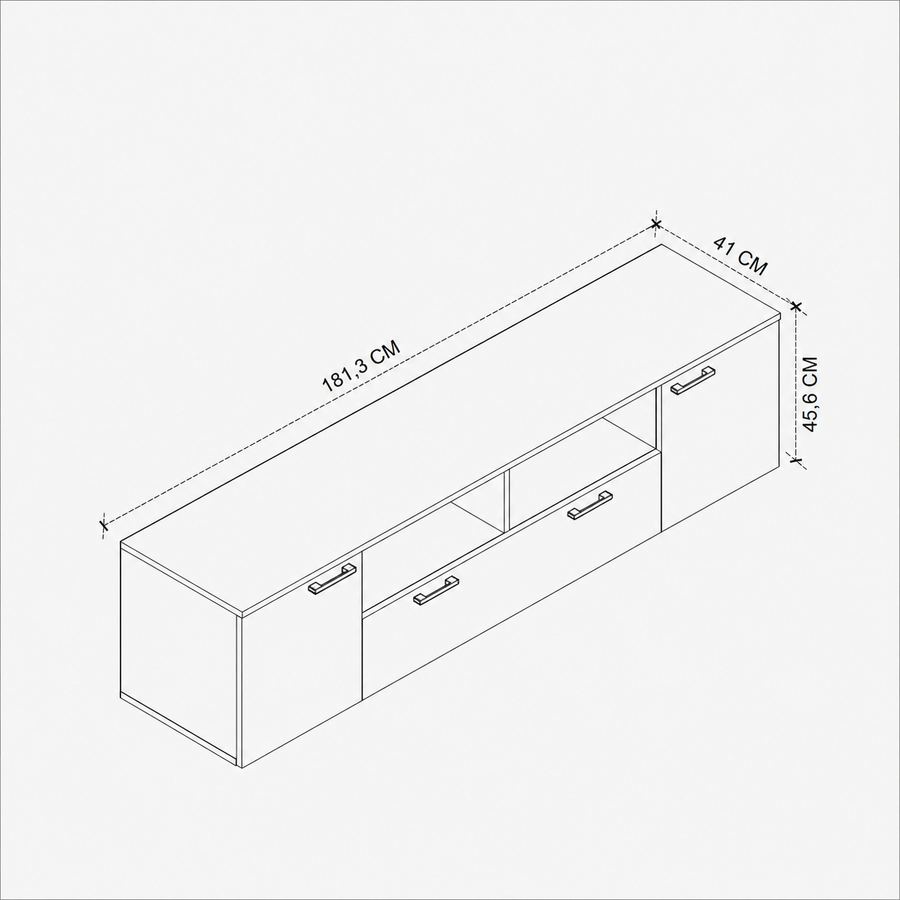Comoda TV moderna din PAL 181,3x41x45,6 cm, pentru living