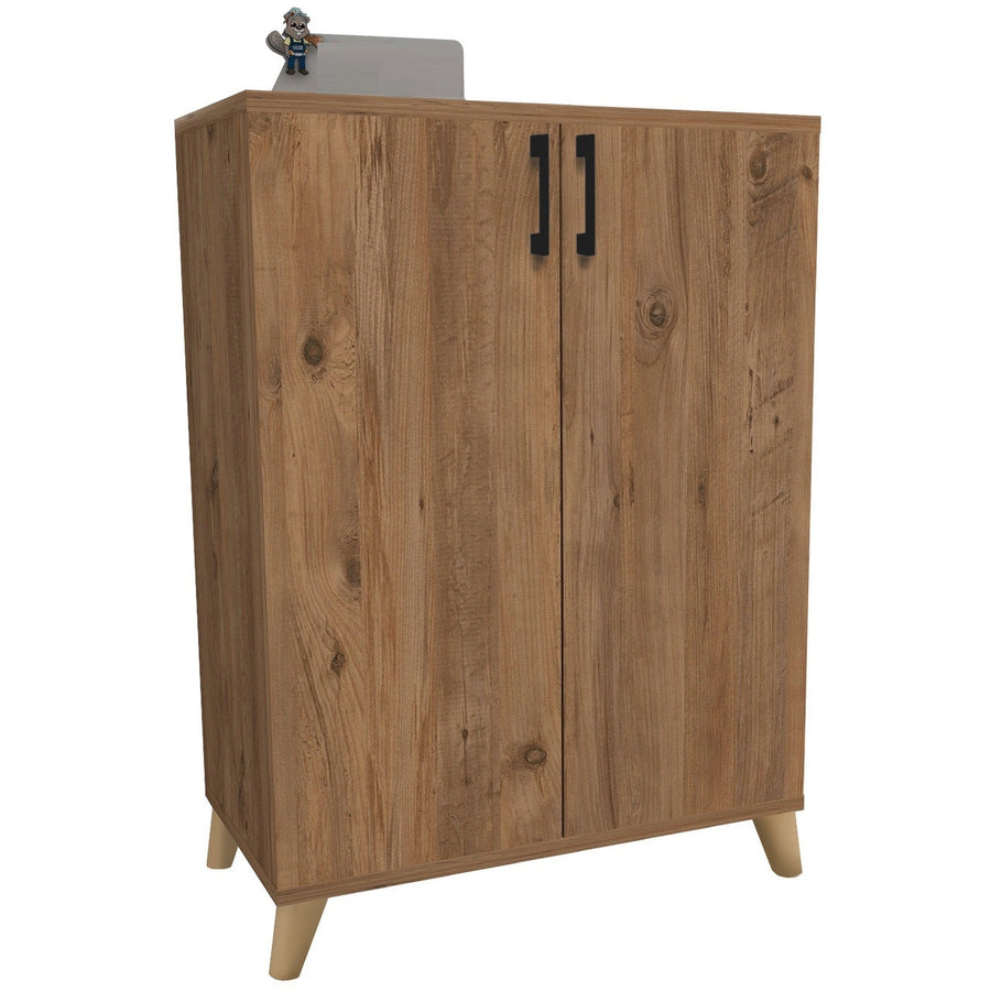 Pantofar Ceren multifunctional cu 2 usi si 4 rafturi interioare, dulap pantofi, mobilier hol ingust 70 x 110 cm, PAL melaminat 18 mm clasa E1, mecanism silentios soft-close, 72x32,5x88 cm