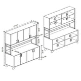 RESIGILAT - Dulap multifuncțional cu 8 uși, 120x40x202 cm, alb, cu structură metalică rezistentă
