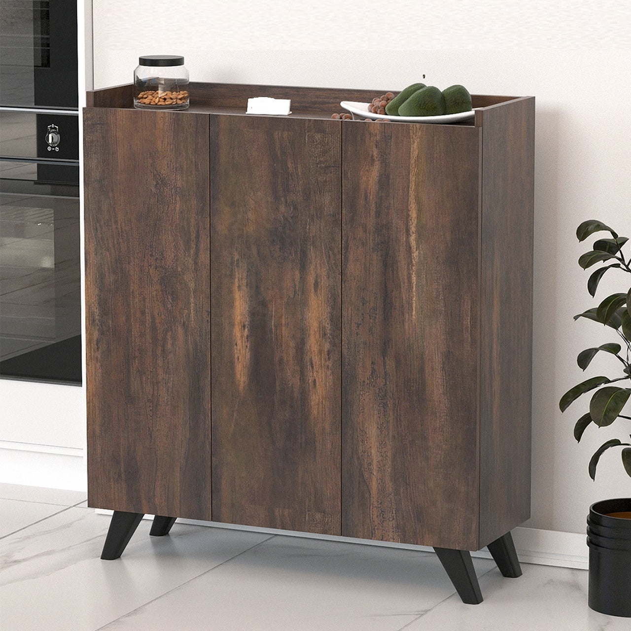 RESIGILAT - Dulap multifunctional cu 3 usi, Design scandinav modern 103.5 x 90 x 30cm