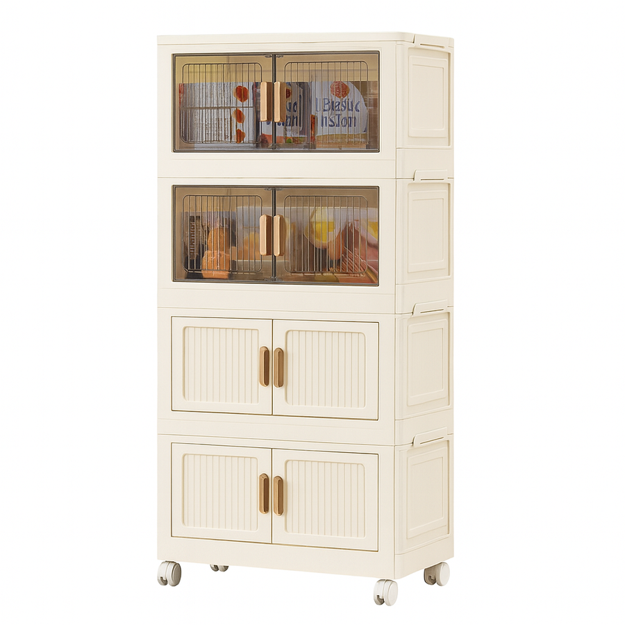 Dulap Modular cu 4 Nivele, Usi Magnetice si Roti – 53,5x25x100 cm