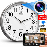 Ceas de Perete cu Camera Spion Wireless Alb 1080p Detectie Miscare - imagine principala