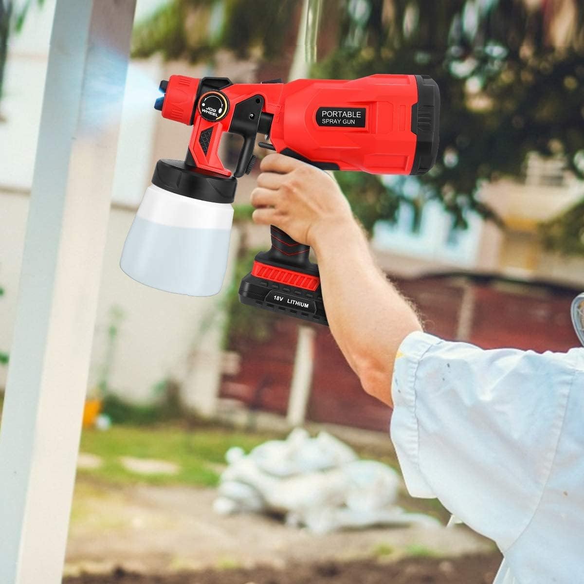 Pistol Electric de vopsea cu 2 acumulatori de 48v, 1000ml - 3 moduri de pulverizare, ideal pentru tavane, pereti si garduri, albastru