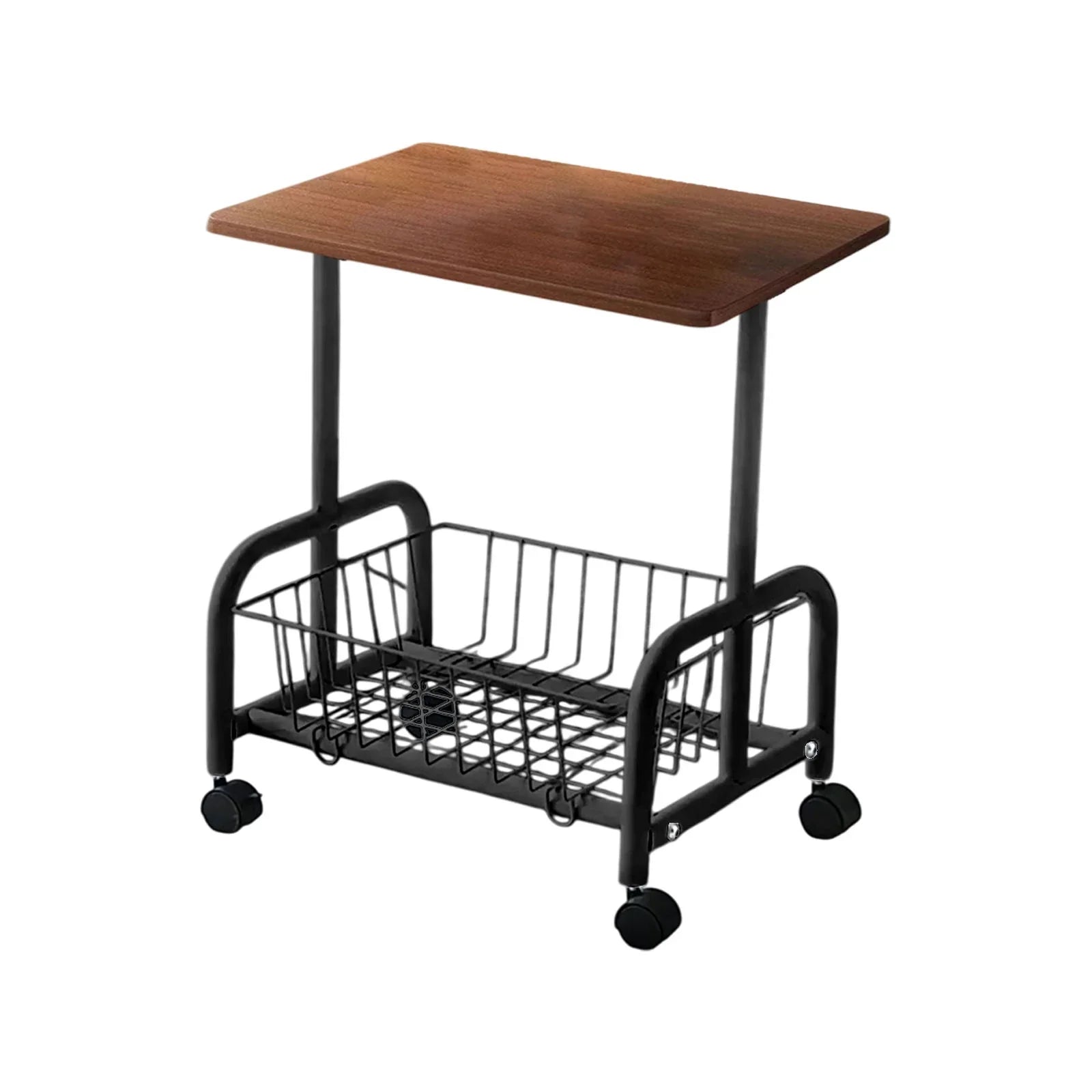 Masuta laterala tip coffee table, carucior mobil cu blat si rafturi metalic , 50x40x30 cm