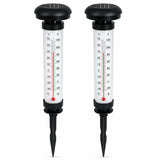 Set 2 Termometre Solare de Gradina cu Lampa LED Afisaj Dual Celsius Fahrenheit 35cm Negru - imagine principala