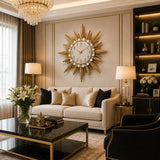 Ceas de perete decorativ auriu 87 cm, model elegant cu efect luxury