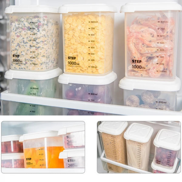 Set 3 Caserole pentru Depozitare cu Gramaj 240-1000 ml Alb Etansare Hermetica - detaliu produs