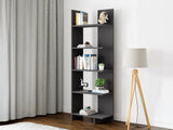 Raft Biblioteca Asimetric 5 Polite MDF Negru Decorativ Perete - detaliu produs