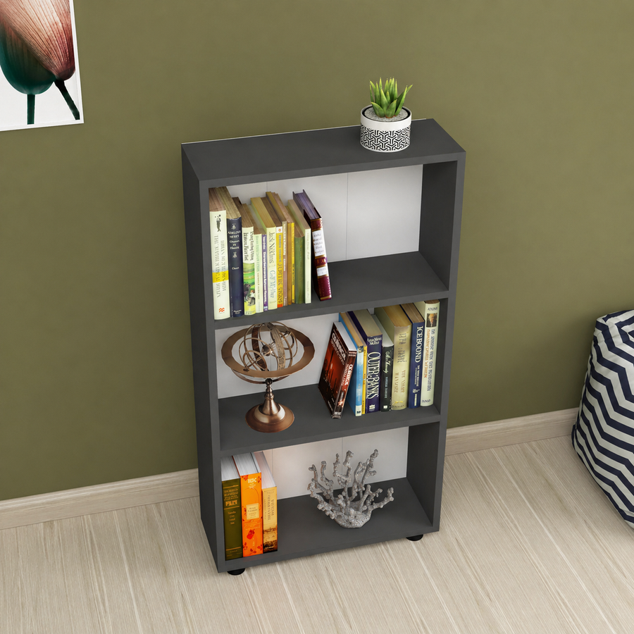 Biblioteca din PAL 55,3x20x106,2 cm, cu 3 rafturi, pentru carti si decoratiuni