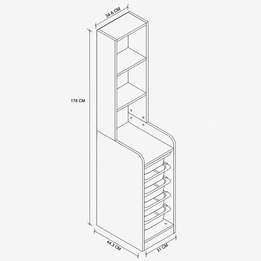 Dulap multifunctional cu 5 cosuri si 3 rafturi 178 cm