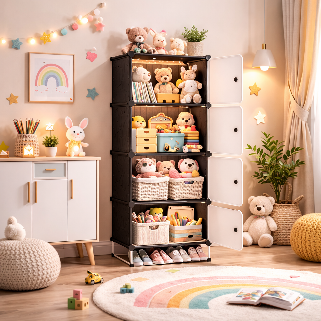 Organizator depozitare 4 compartimente 42x36x136 cm Alb