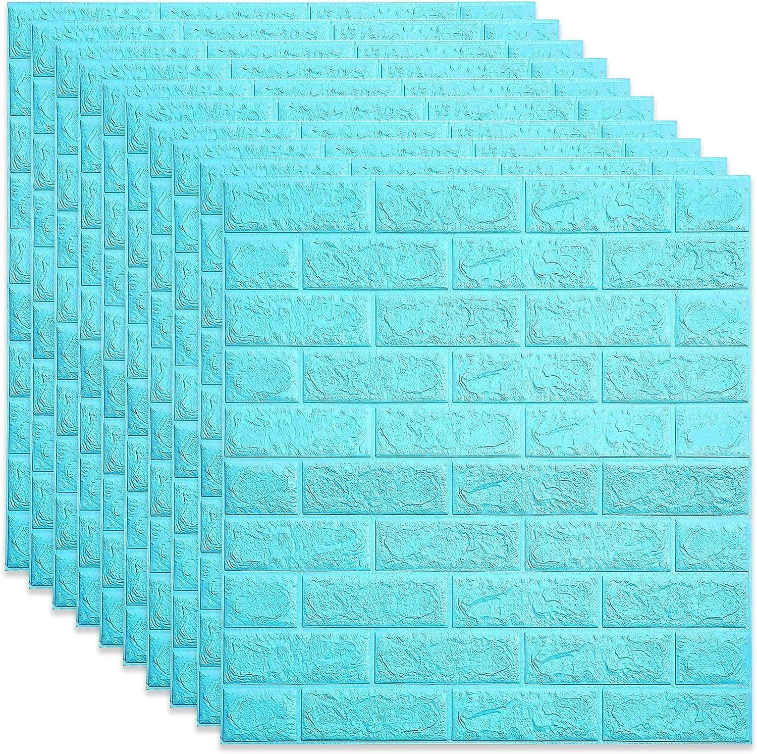 Tapet 3D caramida Turcoaz auto-adeziv pentru interior, 70 x 77 cm
