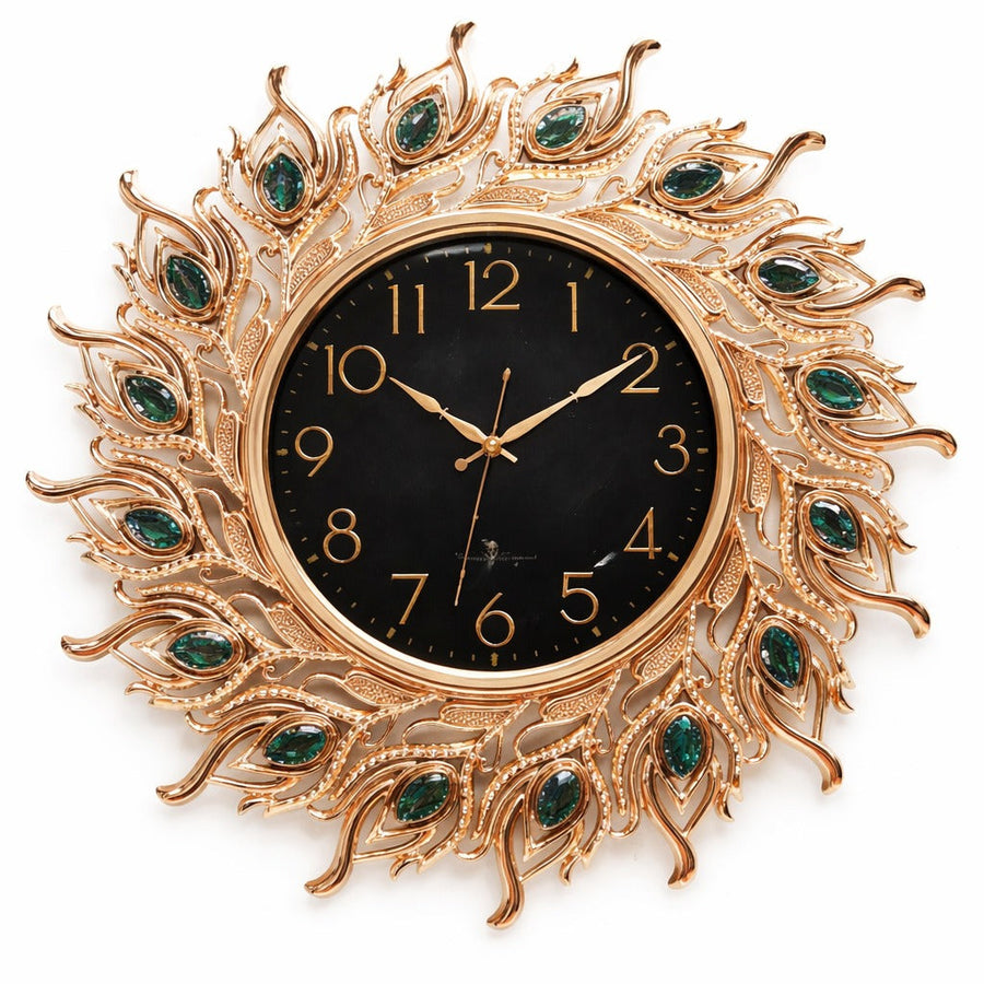 RESIGILAT - Ceas de perete decorativ 70 cm model pene de paun design elegant premium silentios