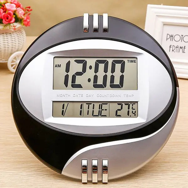 Ceas Digital 2 în 1, de Masă și de Perete, cu Temperatură, Dată și Ziua Săptămânii – 20 cm - detaliu produs