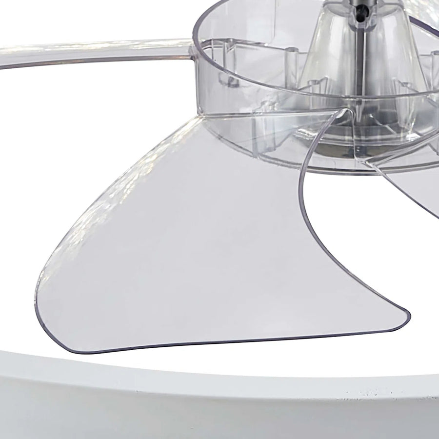 Lustra LED cu Ventilator Alba Rotunda Minimalist Design Modern - detaliu produs