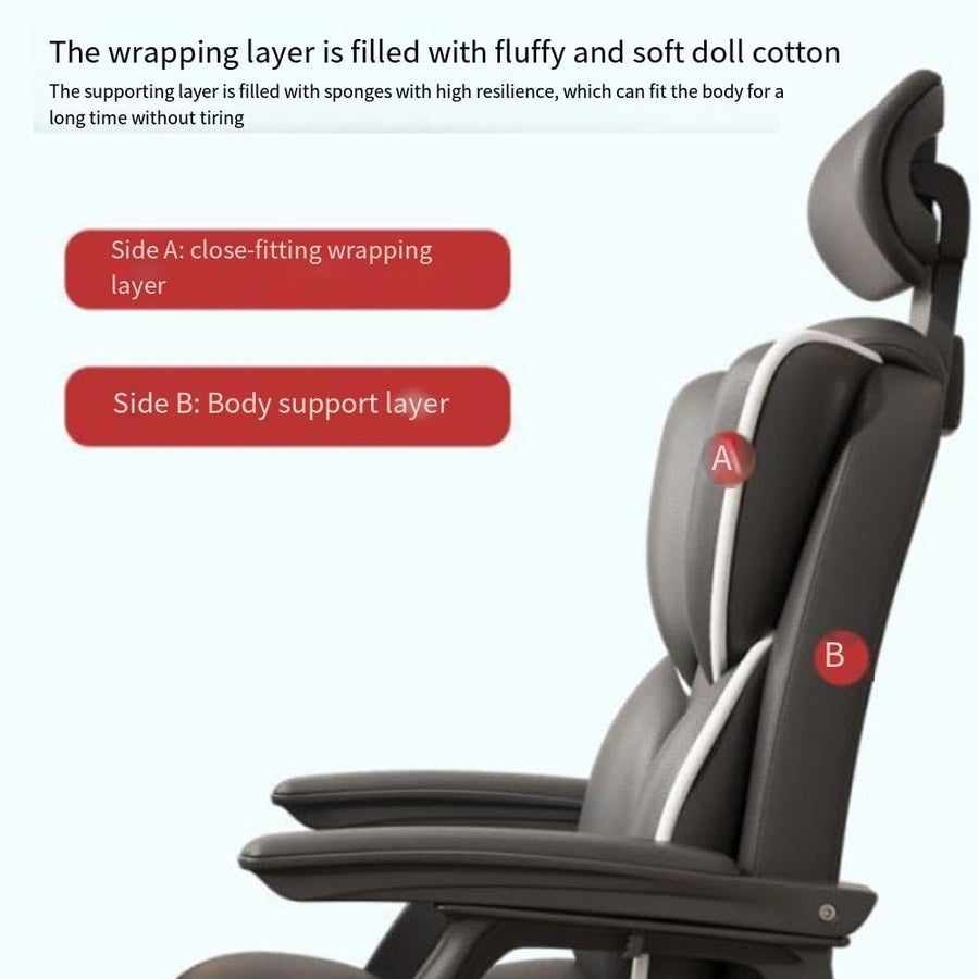 Scaun Ergonomic Directorial cu Suport Picioare Rabatabil Piele Ecologica - detaliu produs