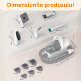 RESIGILAT - Masina de tuns animale 5 in 1 cu Aspirator integrat – Caini si Pisici, 6 dimensiuni de tuns, zgomot redus, Alb