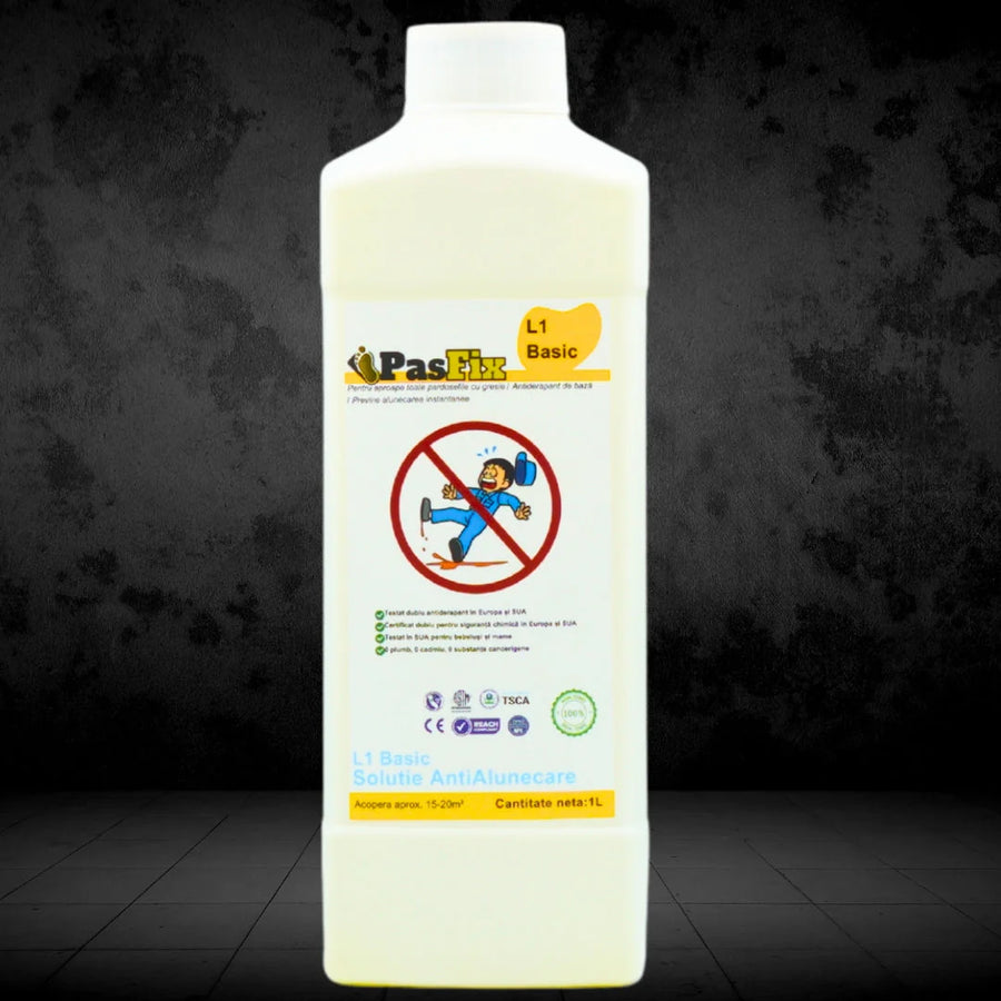 Soluție Antialunecare PasFix L1 Basic 1L – Protecție esențială pentru băi, bucătării și suprafețe cu risc de alunecare - detaliu produs