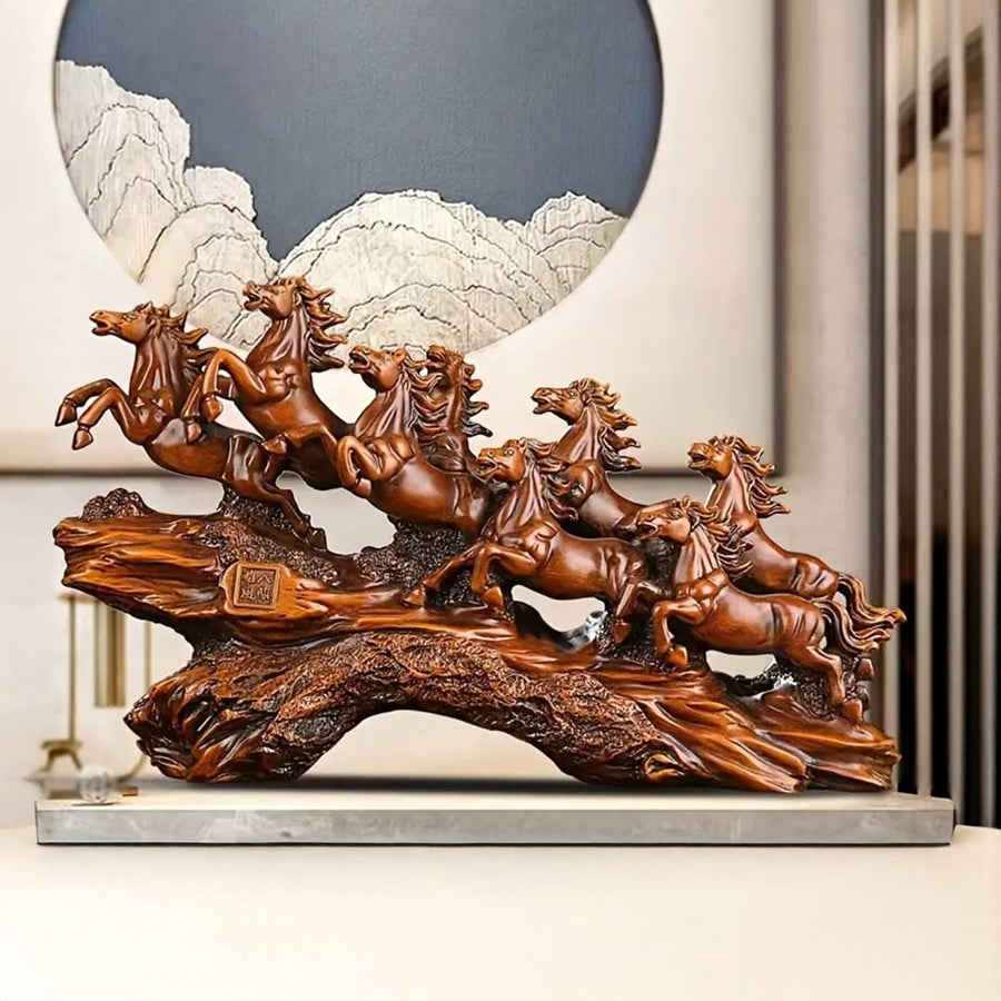 Statueta decorativa cai in alergare – rasina – design artistic premium 11 x 36 x 21 cm
