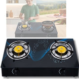 Aragaz Plita Camping 2 Arzatoare Sticla Neagra Securizata Fonta Alama Aprindere Quartz GPL - imagine principala
