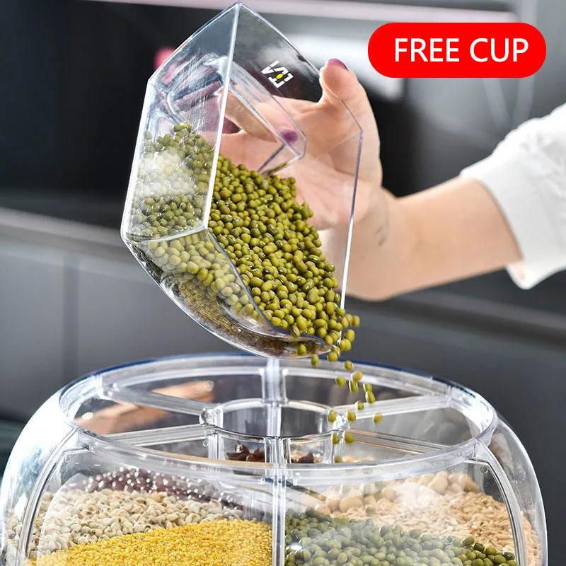 Dispenser rotativ pentru cereale, bomboane, 6 compartimente