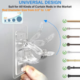 Set 10 Suporturi pentru Tija de Perdea Longziming Plastic Transparent Autoadeziv - detaliu produs