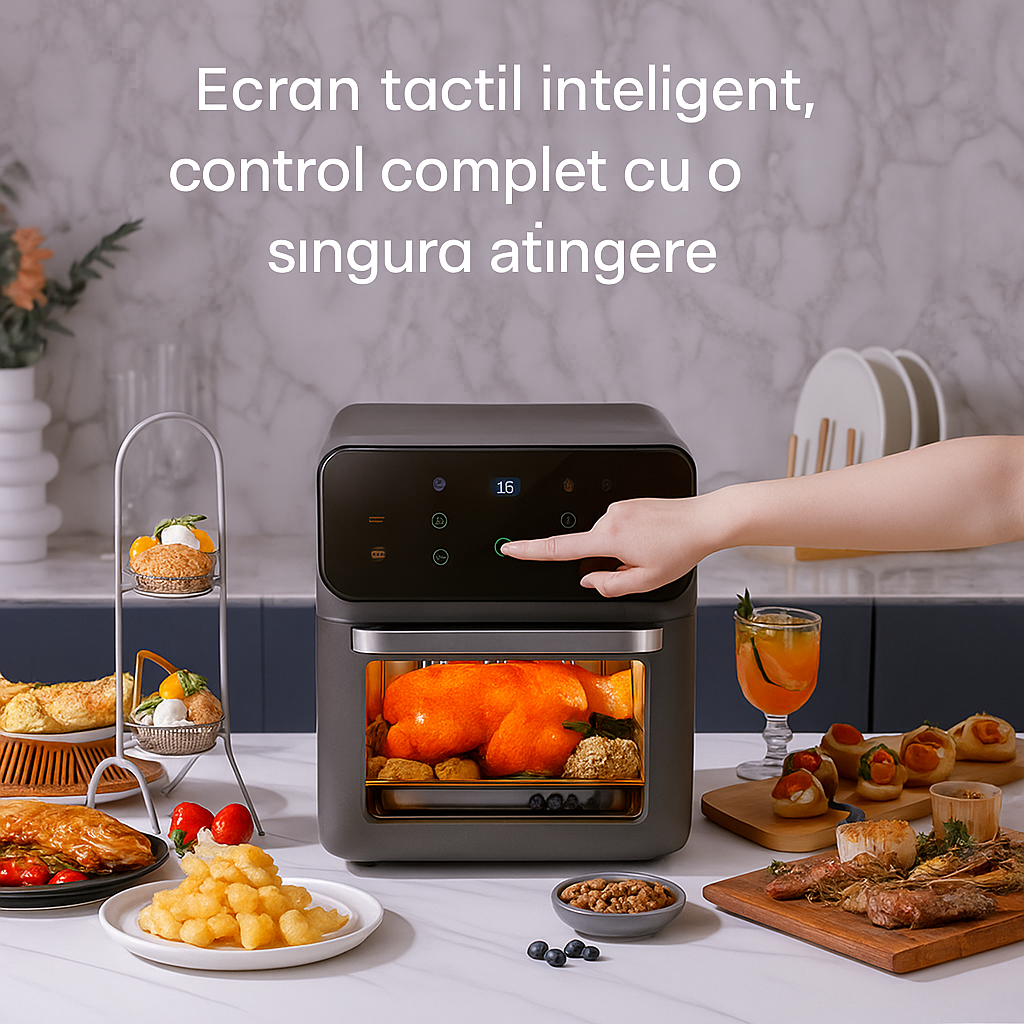 Air Fryer Electric Inteligent 10L Cu Ecran Touch – Cuptor Multifunctional pentru Gătit Rapid