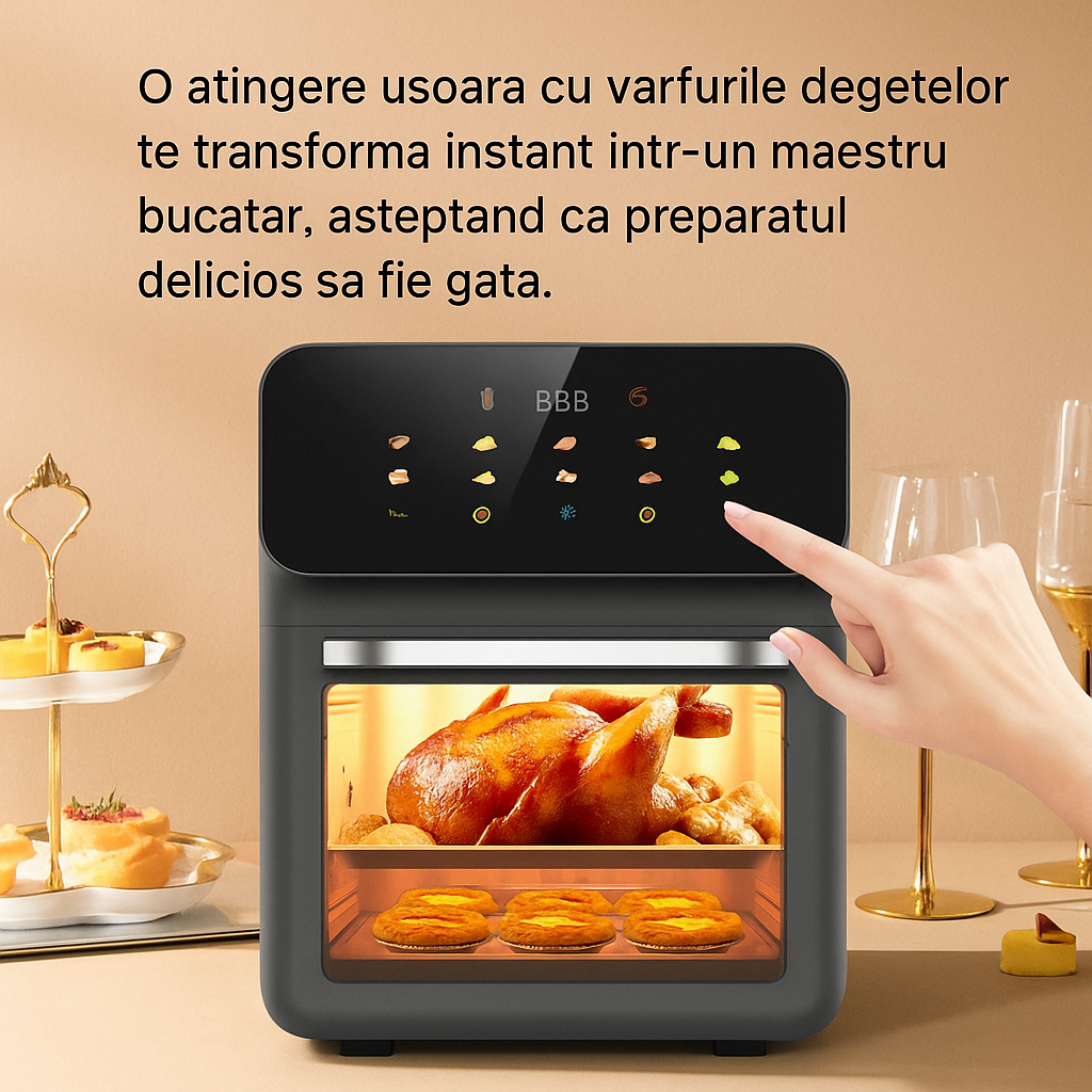 Air Fryer Electric Inteligent 10L Cu Ecran Touch – Cuptor Multifunctional pentru Gătit Rapid