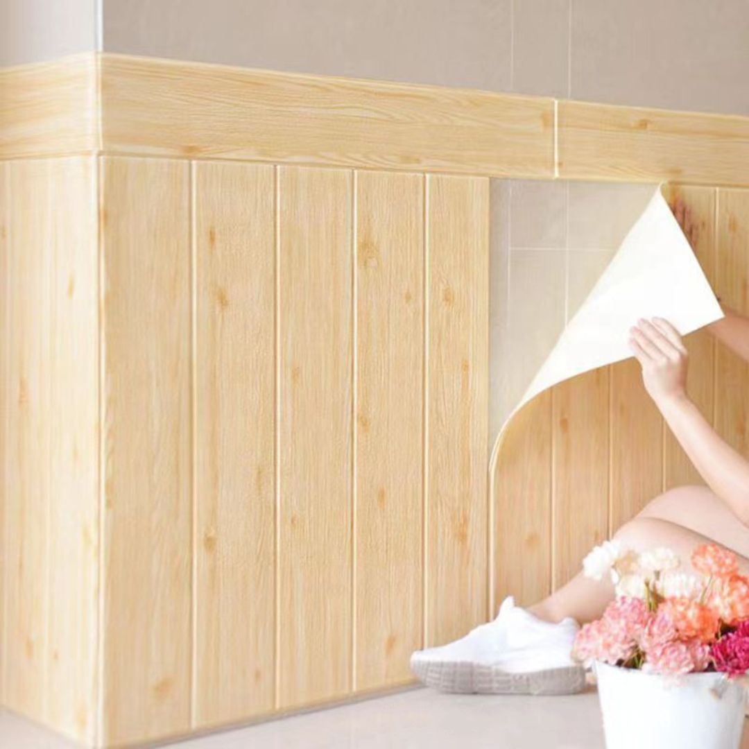 Tapet autocolant pentru perete 3D imitatie lemn, 5mm, autoadeziv, 70x77 cm