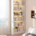 Bibliotecă cu 6 rafturi deschise, cadru lemn – alb/stejar negru, 180x60x24 cm