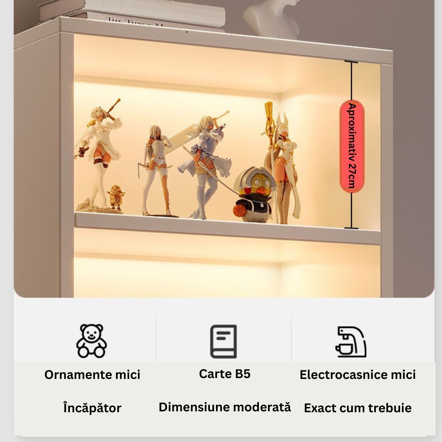 Bibliotecă cu 6 rafturi deschise, cadru lemn – alb/stejar negru, 180x60x24 cm
