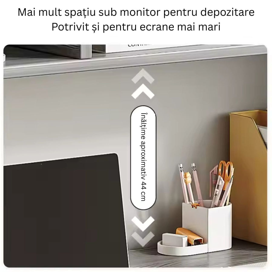 RESIGILAT - Birou cu rafturi integrate pentru laptop sau calculator – 2 polițe de depozitare, cadru metalic – stejar/gri, 140x60 cm