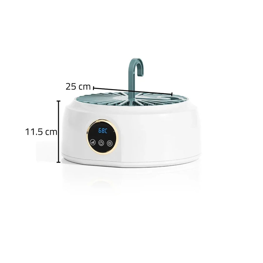 Uscator de haine pliabil de uz casnic, cu sac inclus, portabil, capacitate 10 KG, uscare rapida la temperatura constanta, sterilizare cu raze UV, cip PTC, circulatie de aer cald la 360°, Alb