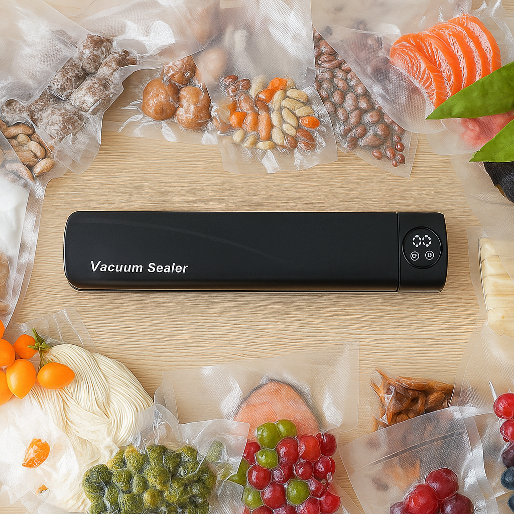 Aparat de sigilat si vidat Vacuum Sealer digital, 90W, 10 pungi incluse