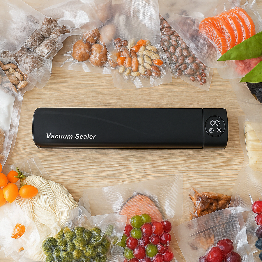 Aparat de sigilat si vidat Vacuum Sealer digital, 90W, 10 pungi incluse