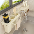 Suport dublu pentru bucatarie din metal, pliabil, 2 moduri de montare, multifunctional, 67 x 9 x 12 cm