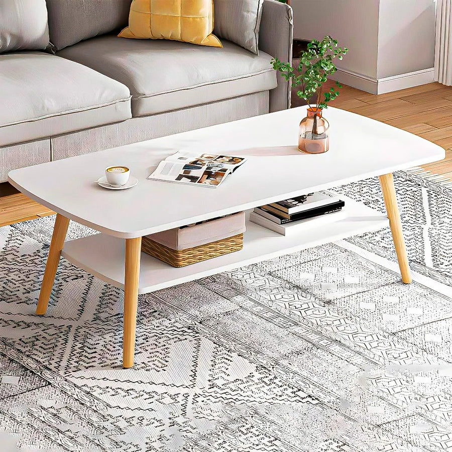Masuta de cafea dreptunghiulara, cu colturi rotunjite, 2 niveluri, 100x48x42 cm