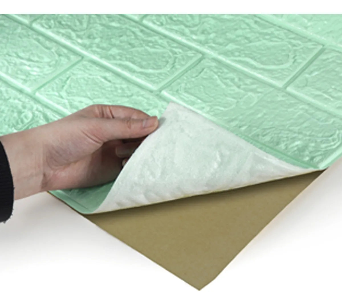 Tapet 3D caramida Verde auto-adeziv pentru interior, 70 x 77 cm