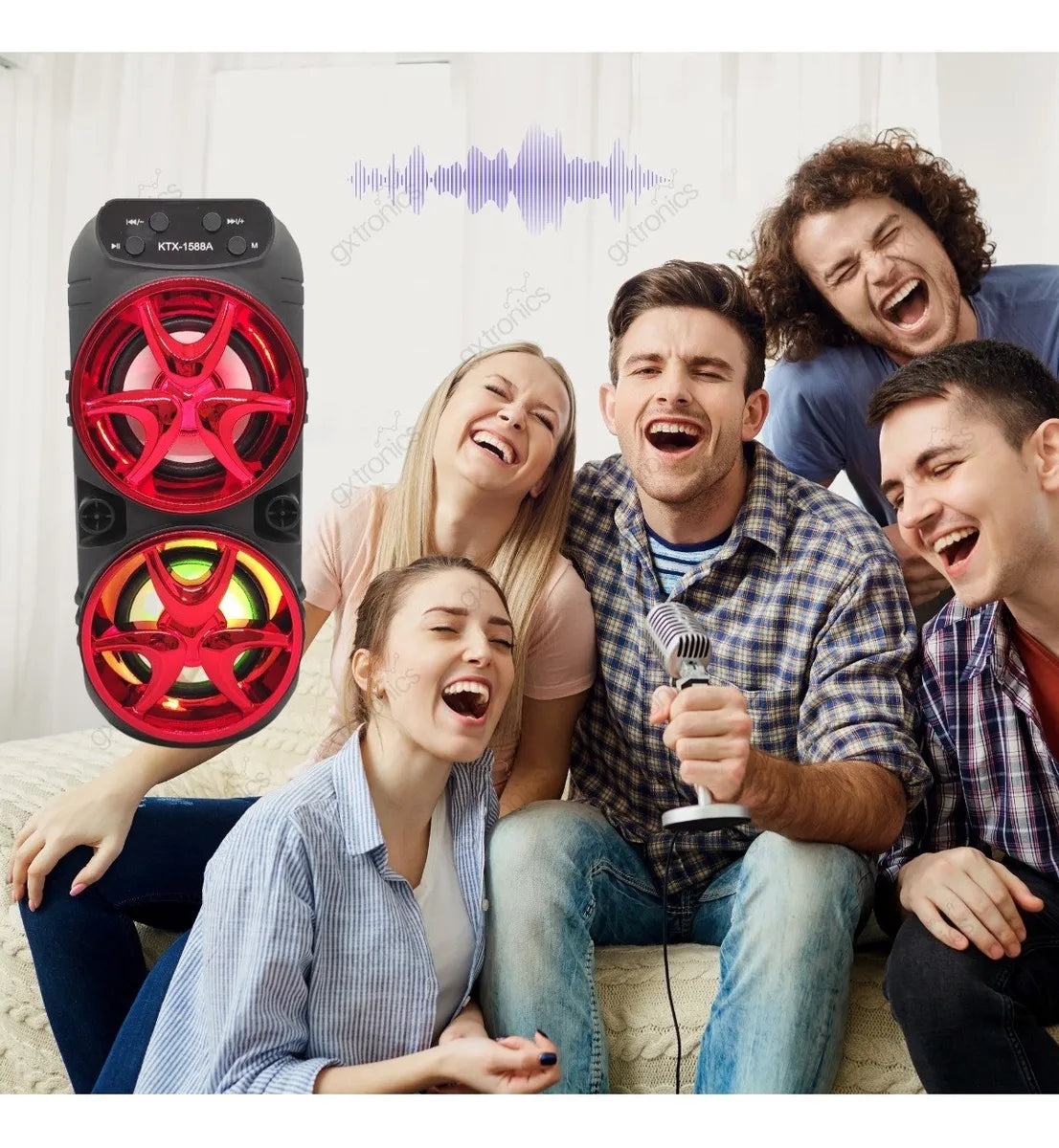 Boxa Bluetooth Wireless KTX-1588A cu Lumini RGB și Funcție Stereo Wireless Twin
