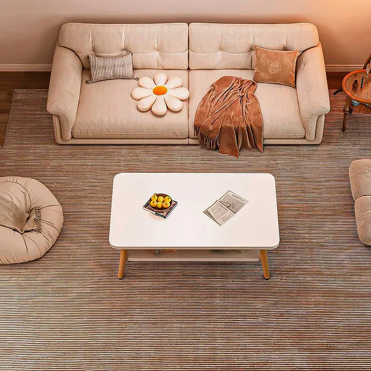 Masuta de cafea dreptunghiulara, cu colturi rotunjite, 2 niveluri, 100x48x42 cm