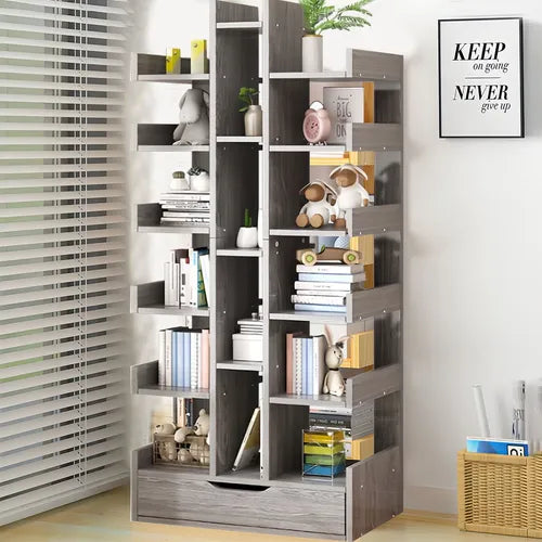 Biblioteca Tree of Knowledge cu 18 rafturi si sertar, 51x18x168cm